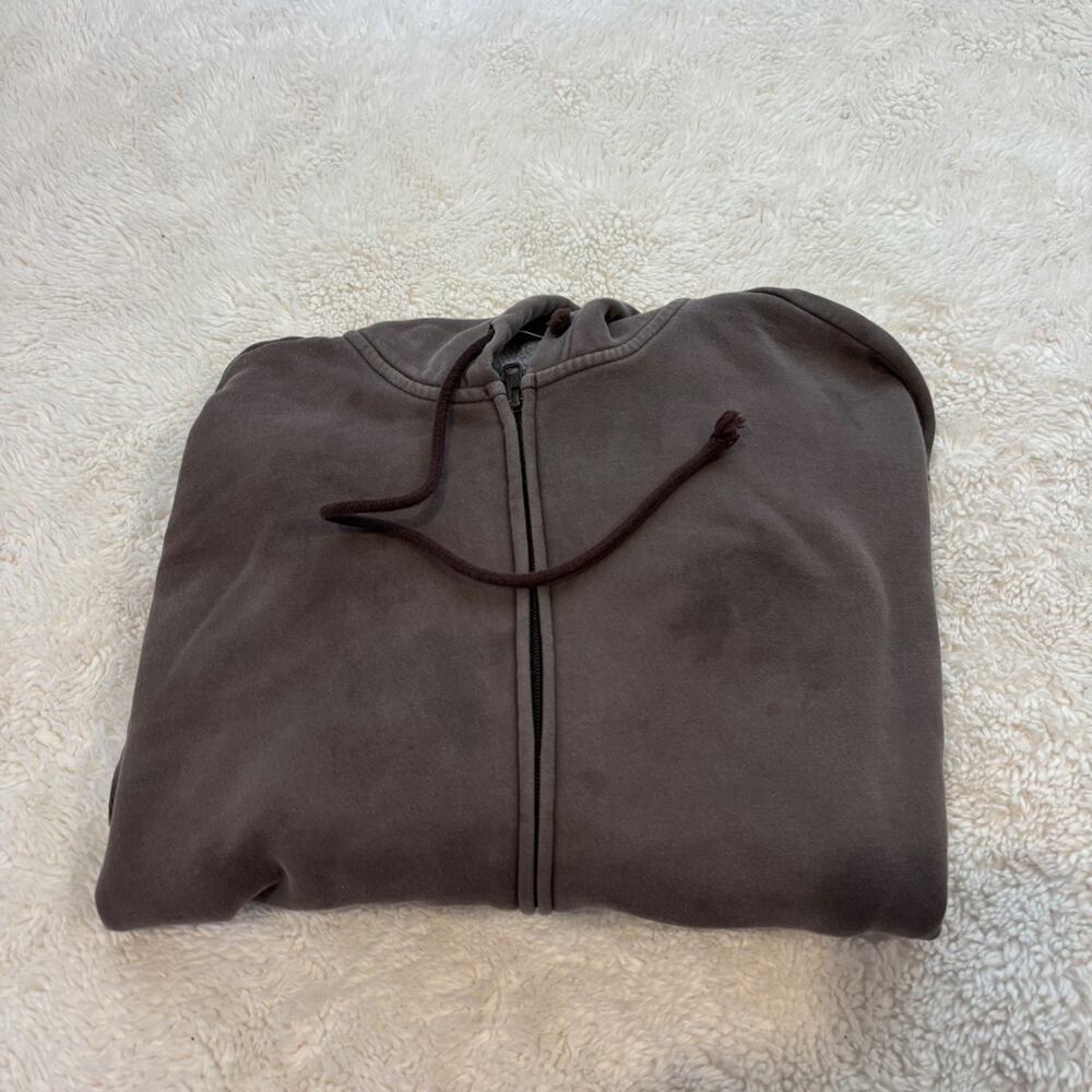 Aritzia TNA Full Zip Hoodie Womens Brown Cozy Loungewear Preppy College Sz 2